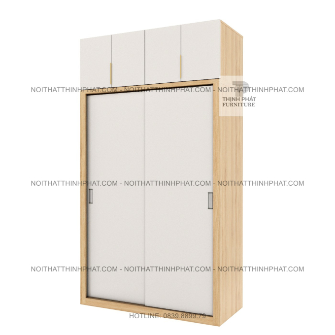 Tủ Quần Áo Gỗ MDF 2 Tầng Cửa Lùa Kết Hợp Cánh Mở Hiện Đại TQA122 (1m4 x 2m5)