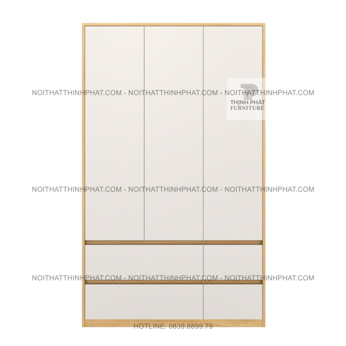 Tủ Quần Áo Gỗ MDF 3 Cánh Không Tay Nắm Hiện Đại Nhiều Hộc Kéo Phong Cách Tối Giản Tại TPHCM TQA115 (1m2 x 2m)