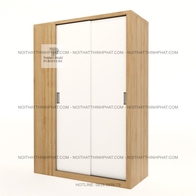 Tủ Quần Áo Gỗ MDF Cửa Lùa Kèm Kệ Trang Trí Bên Hông Phong Cách Tối Giản Tại TPHCM TQA133 (1m4 X 2m)