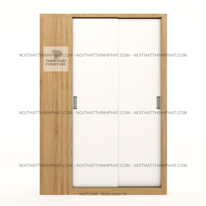 Tủ Quần Áo Gỗ MDF Cửa Lùa Kèm Kệ Trang Trí Bên Hông Phong Cách Tối Giản Tại TPHCM TQA133 (1m4 X 2m)