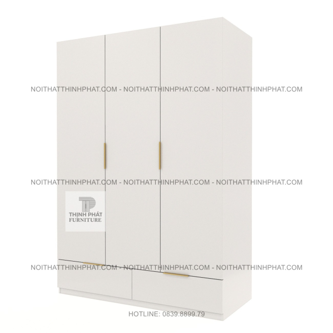 Tủ Quần Áo Gỗ MDF Hiện Đại 3 Cánh 2 Ngăn Kéo Màu Óc Chó Sang Trọng TQA79 (1M4 X 2M)