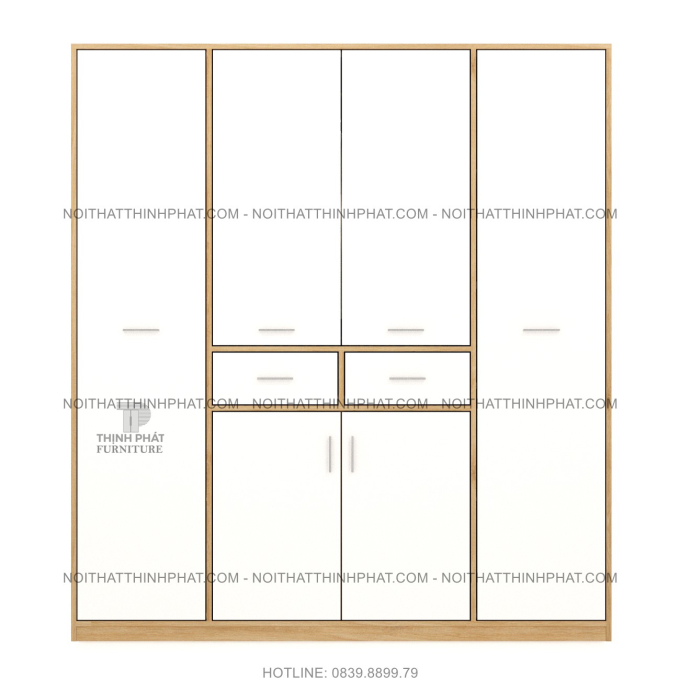  Tủ Quần Áo MDF Hiện Đại Vân Gỗ Cánh Trắng Thiết Kế Đa Ngăn Cao Cấp Tại TPHCM TQA88 (1M6 X 2M) 