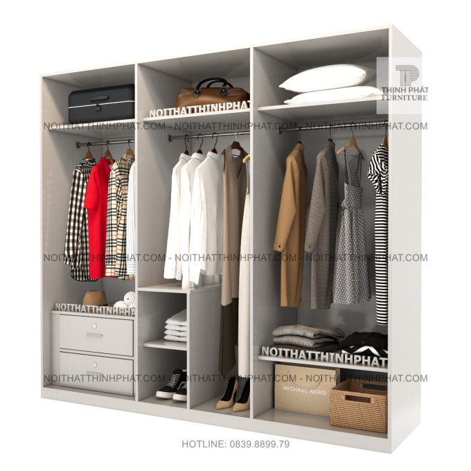 Tủ Quần Áo MDF Kết Hợp Cánh Nhôm Kính Sang Trọng Thiết Kế Tối Giản Hiện Đại TPHCM TQA90 (2M2 X 2M)