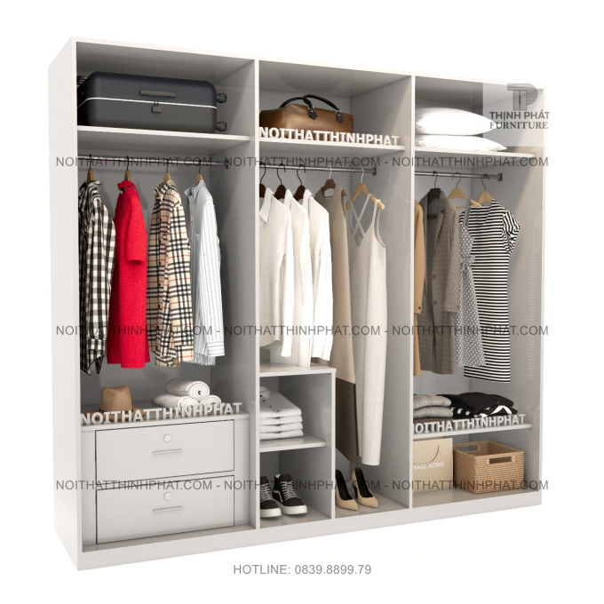 Tủ Quần Áo MDF Kết Hợp Cánh Nhôm Kính Sang Trọng Thiết Kế Tối Giản Hiện Đại TPHCM TQA90 (2M2 X 2M)