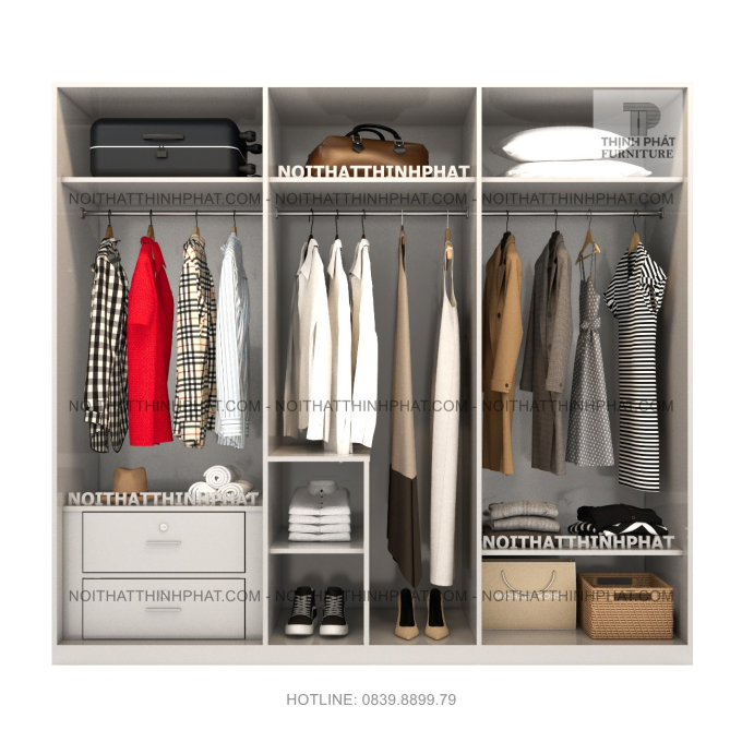 Tủ Quần Áo MDF Kết Hợp Cánh Nhôm Kính Sang Trọng Thiết Kế Tối Giản Hiện Đại TPHCM TQA90 (2M2 X 2M)